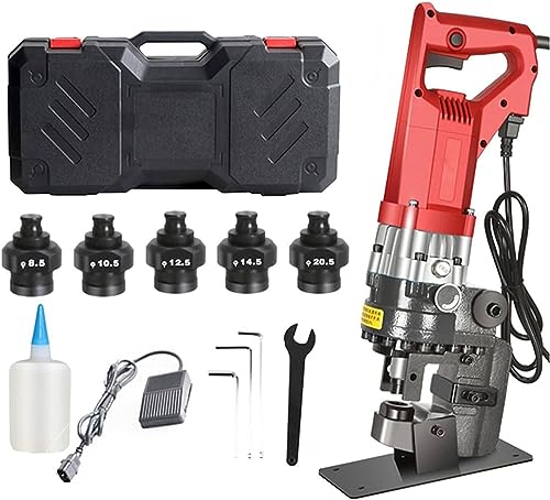 XNZJHPP Elektrischer hydraulischer Locher, 1800 W, Metall-Lochstanzer, Lochstanzwerkzeug, Winkelstahl-Stanzwerkzeug, mit 5 Stanzen 8,5 mm–20,5 mm für Stahl von XNZJHPP