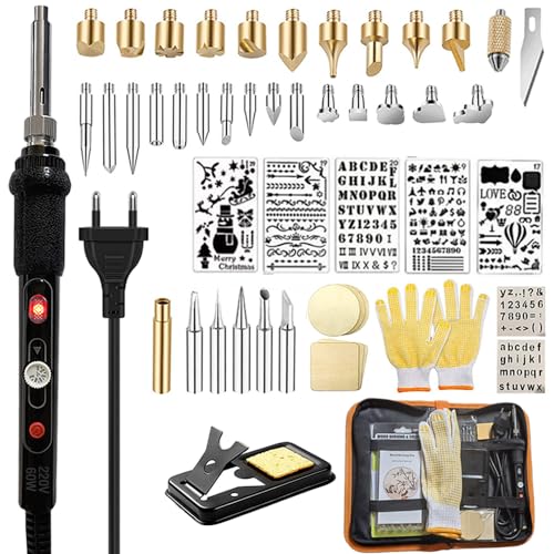 Brandmalerei Lötkolben Set,Brandmalkolben Set 60W Einstellbare Temperatur 200-450°C,Brennkolben für Holz Leder Gravieren DIY Kunst,Schweißen,Skulptur Holzbrandmalerei. von XODMAO