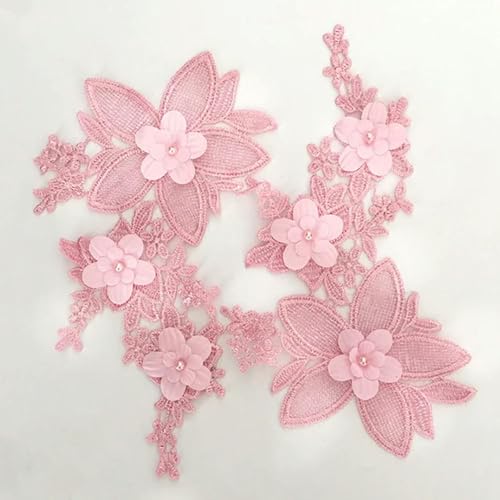 1 Paar 3D-Spitze-Blumen-Perlen-Stickerei-Applikationsbesatz-Patch DIY Nähen Dekor Handwerk Hochzeitskleid-Accessoires handgefertigte Lieferungen von XOING