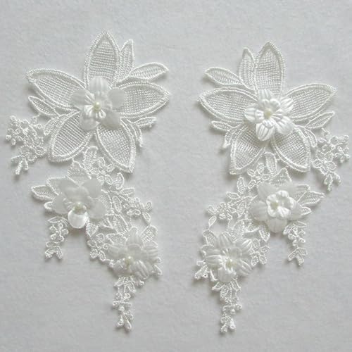 1 Paar 3D-Spitze-Blumen-Perlen-Stickerei-Applikationsbesatz-Patch DIY Nähen Dekor Handwerk Hochzeitskleid-Accessoires handgefertigte Lieferungen von XOING