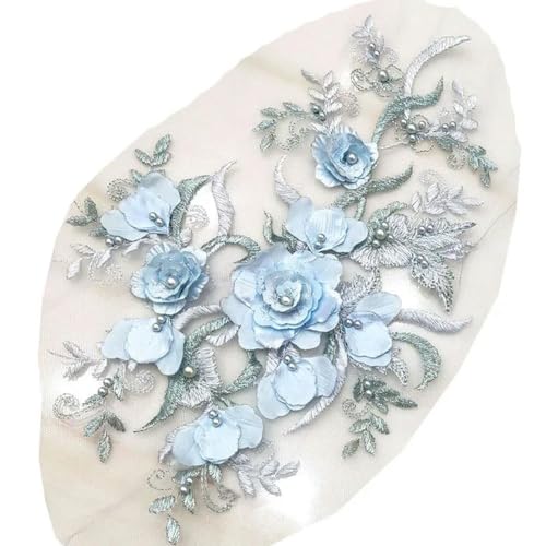 6 Stück rosa Stoff-Perlen-Stickerei-Patch zum Aufnähen, Blumen-Applikationen, Patches für Hochzeitskleid, DIY-Besatz von XOING