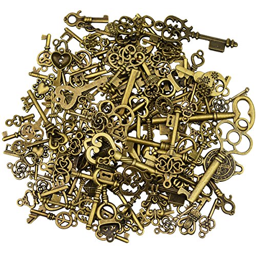 125 Stück antike Bronze Vintage Skelett Schlüssel Anhänger DIY Halskette Anhänger für handgemachten Hochzeit Party gefallen & Geburtstagsparty von XONOR