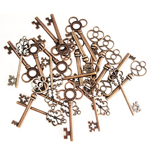 30 Stück Retro Bronze Schlüssel Anhänger Schmuck Steam Punk Deko Für Halskette Kette (Kupfer) von XONOR