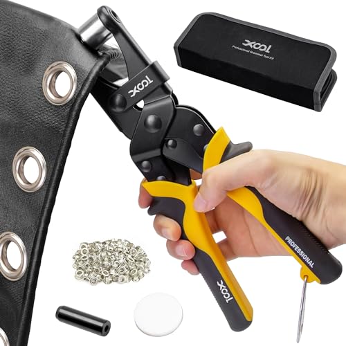XOOL Ösenwerkzeug-Set, 200 Stück 10mm Metallösen mit Lochstanzer und Werkzeugtasche für Leinwand, Stoff, Planen, Banner und DIY-Projekte von XOOL