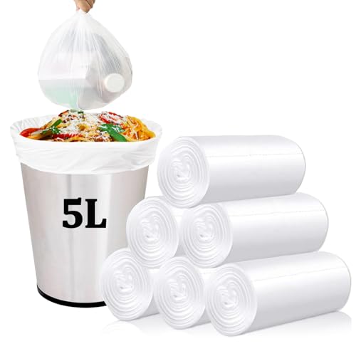 120 Biomüllbeutel 5L, Bio müllbeutel Kompostierbare Müllsäcke, XOTOZO reißfeste Biologisch Abbaubarer Biobeutel Küchen Lebensmittel Abfallbeutel Mülltüten für Küche, Büro, Wohnzimmer (40x45cm, weiß) von XOTOZO