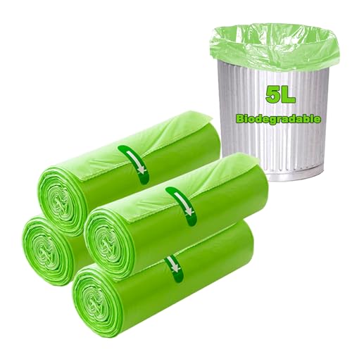 80 Stück Mülltüten 5L, Bio Müllsäcke Müllbeutel Abfallsäcke Biomülltüten Kompostierbare, XOTOZO Recycelt Müllsäcke Bio Beutel Küchen Lebensmittel Abfallbeutel für Küche, Büro, Wohnzimmer (60x65cm) von XOTOZO