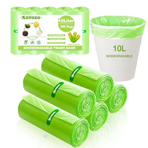 Biologisch abbaubare Müllbeutel, 10 l, 200 Stück, für Lebensmittelabfälle, 10 l, kompostierbare Müllbeutel, Recycling, abbaubarer Müllsack für Küche, Bad, Garten, Büro, Grün, 45 x 50 cm Biologisch abbaubare Müllbeutel, 10 l, 200 Stück, für Lebensmittelabfälle, 10 l, kompostierbare Müllbeutel, Recycling, abbaubarer Müllsack für Küche, Bad, Garten, Büro, Grün, 45 x 50 cm von XOTOZO