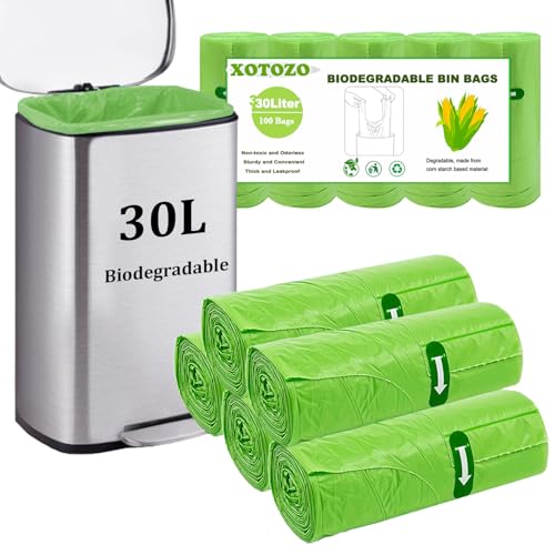 Biologisch abbaubare Müllbeutel, 30 l, 100 Stück, mit Zuggriff, 30 l, kompostierbare Lebensmittelabfälle, Müllbeutel, Recycling, abbaubarer Müllsack für Küche, Bad, Garten, Büro (grün, 60 x 65 cm) Biologisch abbaubare Müllbeutel, 30 l, 100 Stück, mit Zuggriff, 30 l, kompostierbare Lebensmittelabfälle, Müllbeutel, Recycling, abbaubarer Müllsack für Küche, Bad, Garten, Büro (grün, 60 x 65 cm) von XOTOZO
