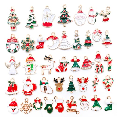 XOUDKE 50 Stück Weihnachten Gold Emaille Charms DIY Schmuckherstellung Charms Anhänger für Armband Halskette Ohrring Bastelbedarf XOUDKE 50 Stück Weihnachten Gold Emaille Charms DIY Schmuckherstellung Charms Anhänger für Armband Halskette Ohrring Bastelbedarf von XOUDKE