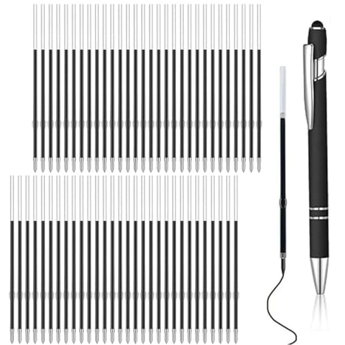 XOXVURI 60 Stück Kugelschreiberminen mit 1 Stück Stift, Blau&Schwarz Kugelschreiber Ersatzminen,Einziehbare Stift Nachfüllungen 1,0mm Strichstärke, 98mm Länge(30 Blau+30 Schwarz) von XOXVURI