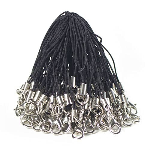 XPEX 100 Stück Schwarze Handy-Lanyard-Riemen für Schlüssel, Schlüsselanhänger, Schlüsselanhänger, Handy-Charm-Ringe mit Karabiner, Handy-Ringriemen, Handy-Lanyards für Anhänger XPEX 100 Stück Schwarze Handy-Lanyard-Riemen für Schlüssel, Schlüsselanhänger, Schlüsselanhänger, Handy-Charm-Ringe mit Karabiner, Handy-Ringriemen, Handy-Lanyards für Anhänger von XPEX