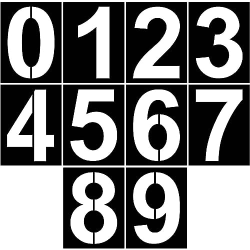 XPEX Zahlen Schablonen Groß,Ausschnitt-Schablone Wiederverwendbar Zahlenschablonen für Hausnummern10 Stück Kunststoff Zahlenschablonen zum Malen von 0 bis 9 von XPEX