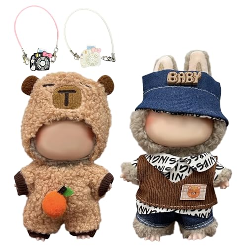 Bekleidung für 17cm La-bu-bu Plush, 2 Kuscheltier Kleidung Sätze Bekleidung mit 2 Mini-Taschen In Kameraform, Zubehör für Puppe, DIY Kinder Geschenke(Ohne Plüschspielzeug) von XPJBKC