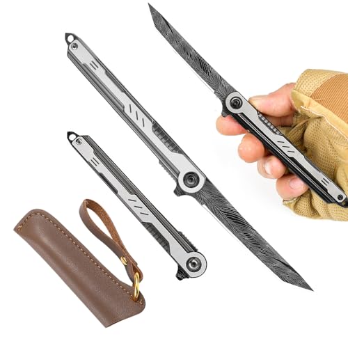 Taschenmesser Klappmesser, Einhandmesser EDC Messer, M390 Edelstahlklinge, Slim Outdoor Handarbeit Klappmesser mit Schutzhülle, Kugellager 0,01 Sekunden Schnelles Öffnen, fuer Freizeit, Camping von XPJBKC