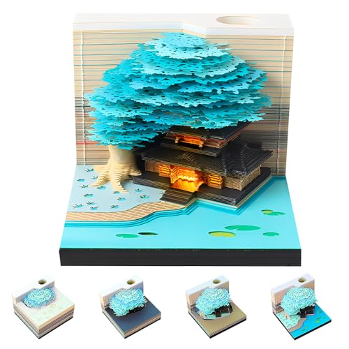 XPJBKC 3D Notizblock, 3D Kalender 2026 Abreißen, Memo-Pad Schreibtisch mit Lampe und Stifthalter, DIY Arbeitsplattendekoration Baumhaus mit Anzeigebox Glasklar XPJBKC 3D Notizblock, 3D Kalender 2026 Abreißen, Memo-Pad Schreibtisch mit Lampe und Stifthalter, DIY Arbeitsplattendekoration Baumhaus mit Anzeigebox Glasklar von XPJBKC