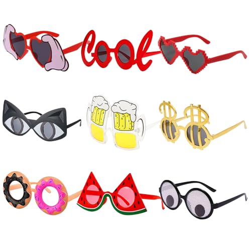 XPJBKC 9 Paar Partybrille, Party Sonnenbrille Lustig Set, Neuheit Partybrillen Lustige Brillen, Hawaiian Tropical Party Brille, Lustige Sonnenbrille für Kostüm Party Strand Dekoration, Foto Requisiten XPJBKC 9 Paar Partybrille, Party Sonnenbrille Lustig Set, Neuheit Partybrillen Lustige Brillen, Hawaiian Tropical Party Brille, Lustige Sonnenbrille für Kostüm Party Strand Dekoration, Foto Requisiten von XPJBKC