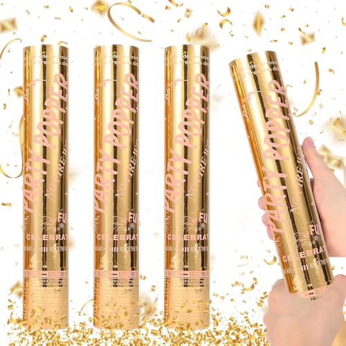 XPJBKC Gold Konfetti Kanone, 5 Packungen Party Poppers Geburtstag Goldenes Konfetti Party Kanone Party Poppers Gold für Hochzeiten, Babypartys, Weihnachten - 30cm von XPJBKC