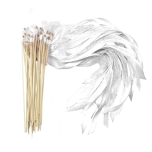 XPJBKC Wedding Wands, 50 Stück Hochzeit Ribbon Zauberstäbe mit Glocke, Spitze Wedding Feenstab, Wedding Wands Hochzeit für Hochzeiten, Geburtstage, Partys, Feiertagsfeiern verwendet, Weiß XPJBKC Wedding Wands, 50 Stück Hochzeit Ribbon Zauberstäbe mit Glocke, Spitze Wedding Feenstab, Wedding Wands Hochzeit für Hochzeiten, Geburtstage, Partys, Feiertagsfeiern verwendet, Weiß von XPJBKC
