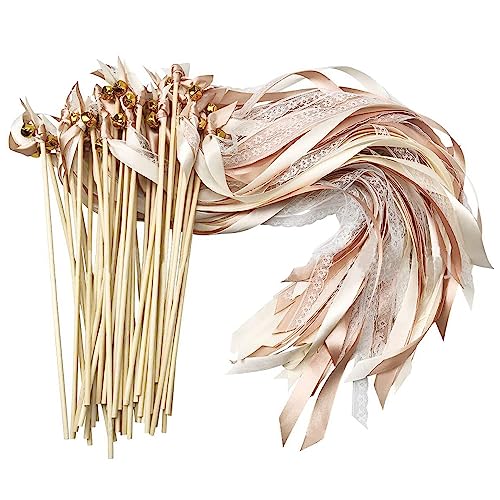 XPJBKC Wedding Wands, 50 Stück Zauberstäbe Hochzeit, Hochzeitsbändern Seidenfeenstab, Wedding Twirling Streamers, für Hochzeit Geburtstag Party XPJBKC Wedding Wands, 50 Stück Zauberstäbe Hochzeit, Hochzeitsbändern Seidenfeenstab, Wedding Twirling Streamers, für Hochzeit Geburtstag Party von XPJBKC
