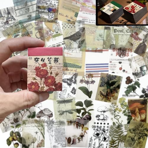 732 Stück Vintage-Scrapbooking-Zubehör für Tagebücher, Washi-Papier, 5,3 x 4,1 cm, Bullet Journals, Zeitungsbedarf, Notizdekoration, Planer für Scrapbooking, Basteln, DIY (Größe etwas klein) (B) von XPPZHKY