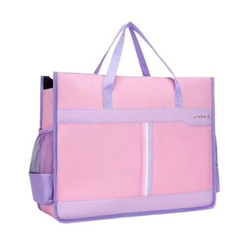 Aktentaschen, A3-Tasche, einfach, modisch, große Tasche mit Reißverschluss für Akten, Dokumentenorganizer, tragbare Aufbewahrungsbeutel für Damen, Ordner aus Kunststoff (Pink) von XPSHP25112