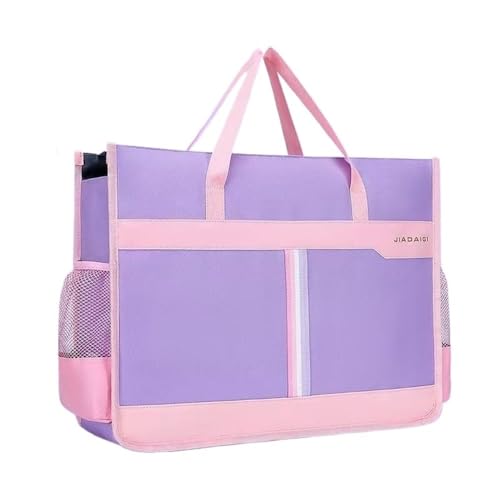Aktentaschen, A3-Tasche, einfach, modisch, große Tasche mit Reißverschluss für Akten, Dokumentenorganizer, tragbare Aufbewahrungsbeutel für Damen, Ordner aus Kunststoff (lila) von XPSHP25112