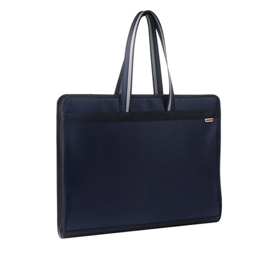 Aktentaschen, mehrschichtige Handtasche mit großer Kapazität, A3-Ordner, Kunstpaket, Griff aus Oxford-Stoff, Aufbewahrungstasche mit Reißverschluss, Ordner aus Kunststoff (Blau) von XPSHP25112