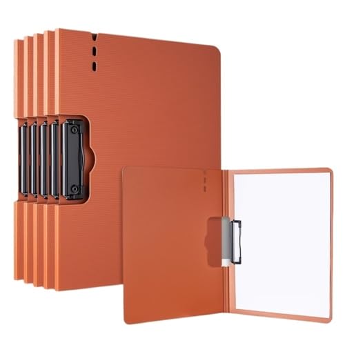 Dokumententaschen 5 Stück A4 Multifunktionsmappe mit einzigartigem Clip, faltbar, Notizblock, Datenspeicherung, Bürobedarf, Ordner aus Kunststoff (Orange) von XPSHP25112