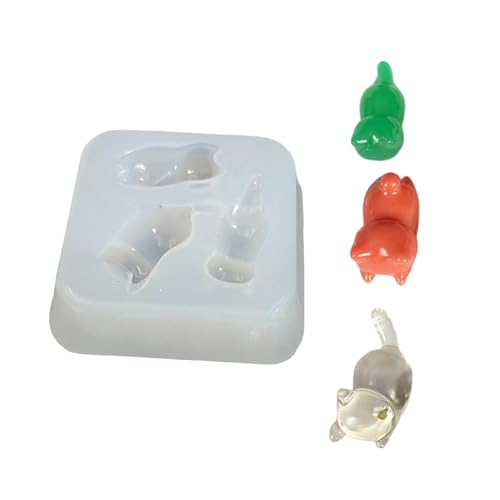 Flexible Epoxidharz-Form mit drei Katzen, Zubehör, Formen, Schmuck, Ornament, flexible Silikonformen für Kunstunterricht von XQBFJYMP
