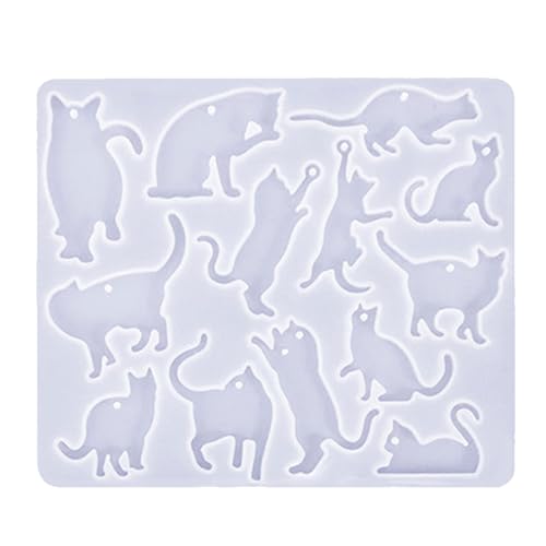 Handgefertigte Anhängerformen, Katzen, Ohrringe, Silikon, Schmuckherstellung, Epoxidharz-Formen mit Loch, Bastelzubehör Handgefertigte Anhängerformen, Katzen, Ohrringe, Silikon, Schmuckherstellung, Epoxidharz-Formen mit Loch, Bastelzubehör von XQBFJYMP