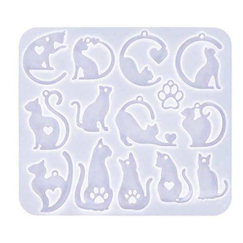 Handgefertigte Anhängerformen, Katzen, Ohrringe, Silikon, Schmuckherstellung, Epoxidharz-Formen mit Loch, Bastelzubehör Handgefertigte Anhängerformen, Katzen, Ohrringe, Silikon, Schmuckherstellung, Epoxidharz-Formen mit Loch, Bastelzubehör von XQBFJYMP