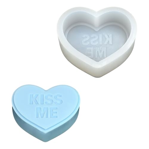 Herzförmige Silikonformen für handgefertigte Seife, Herzform, Fondant, Silikonformen für Schokolade, Süßigkeiten, Backen von XQBFJYMP
