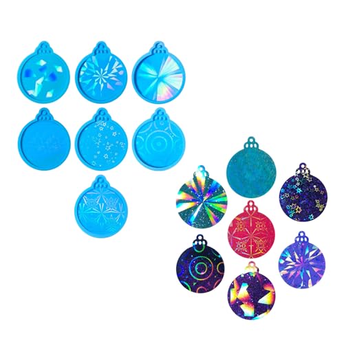 Set mit 7 Silikon-Anhängerformen aus Kunstharz, rund, Epoxidharz, Bastelformen für Weihnachtsdekorationen und Geschenkverpackungen Set mit 7 Silikon-Anhängerformen aus Kunstharz, rund, Epoxidharz, Bastelformen für Weihnachtsdekorationen und Geschenkverpackungen von XQBFJYMP