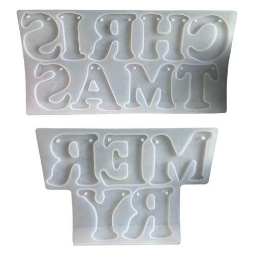 Silikon-Kerzenformen zur Kerzenherstellung, wiederverwendbar, antihaftbeschichtet, hitzebeständig, Aufschrift "Merry Christmas", Silikonformen für Epoxidharz, Weihnachtsdekoration, Weihnachtsanhänger von XQBFJYMP
