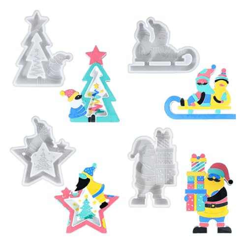 Silikonformen für Gipsdekorationen, Weihnachtsdekoration, Epoxidharz, Silikonformen, 4 Stück Silikonformen für Gipsdekorationen, Weihnachtsdekoration, Epoxidharz, Silikonformen, 4 Stück von XQBFJYMP