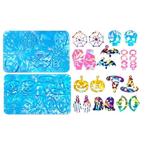 Silikonformen für Ohrringe, Anhänger, Epoxidharz, Halloween, Totenkopf, zum Aufhängen, Heimdekoration, DIY, Schmuckherstellung, 2 Stück Silikonformen für Ohrringe, Anhänger, Epoxidharz, Halloween, Totenkopf, zum Aufhängen, Heimdekoration, DIY, Schmuckherstellung, 2 Stück von XQBFJYMP