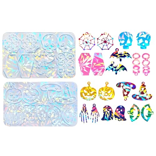 Silikonformen für Ohrringe, Anhänger, Epoxidharz, Halloween, Totenkopf, zum Aufhängen, Heimdekoration, DIY, Schmuckherstellung, 2 Stück Silikonformen für Ohrringe, Anhänger, Epoxidharz, Halloween, Totenkopf, zum Aufhängen, Heimdekoration, DIY, Schmuckherstellung, 2 Stück von XQBFJYMP