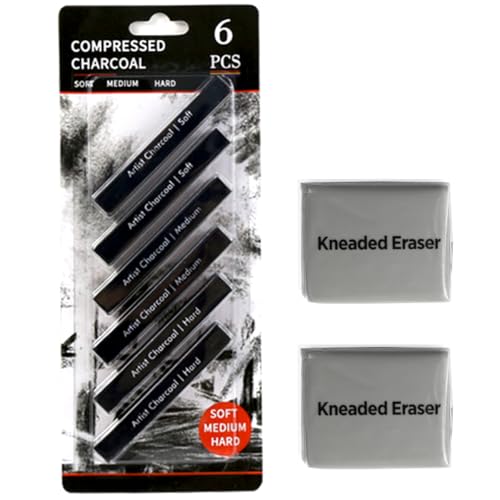 XQIGI Gepresste Zeichenkohle 6 Stück, Knetbare Radiergummis für Künstler 2 Stück, Zeichenkohle Set, Sketch Kohlestifte, Kohlestifte in Schwarz Geeignet zum Zeichnen, Skizzieren, Schreiben XQIGI Gepresste Zeichenkohle 6 Stück, Knetbare Radiergummis für Künstler 2 Stück, Zeichenkohle Set, Sketch Kohlestifte, Kohlestifte in Schwarz Geeignet zum Zeichnen, Skizzieren, Schreiben von XQIGI