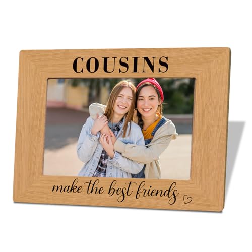 XQLSR Cousin-Geschenk, Geburtstagsgeschenk für Cousin, Cousins machen die besten Freunde, Fotogeschenke, Holz-Bilderrahmen, zusammenbauen 10,2 x 15,2 cm, Familienfotorahmen, Dekoration für Wand und von XQLSR