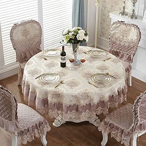 XQLSRJ Elegant und luxuriös Tischdecken Gartentischabdeckung Kleine Runde Tischtuch Spitze Seite Tischtuch Home Küchentischdecke, 5 Farben (Color : Coffee Color, Size : Diameter 220cm) von XQLSRJ