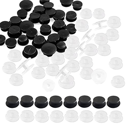 200 Stück Schnalle Kunststoff-Schuhknöpfe, 2 Farben, runde Knöpfe für DIY-Schuh-Griffband, Charm-Knöpfe Zubehör (12 x 10 mm, transparent und schwarz) von XQMMGO