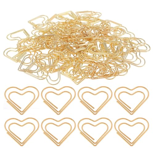XQMMGO 100 Stück Büroklammern Herz Gold, Herz Klein Metall Büroklammern, Büroklammer für Büro Dokumente Aktenklammer Hochzeiten Postkarten Schule Klassenzimmer XQMMGO 100 Stück Büroklammern Herz Gold, Herz Klein Metall Büroklammern, Büroklammer für Büro Dokumente Aktenklammer Hochzeiten Postkarten Schule Klassenzimmer von XQMMGO