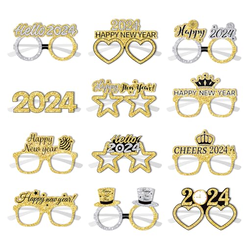 XQMMGO 12 Stücke 2024 Silvester Brille, 2024 Silvester Brille Happy New Year, Happy New Year Partybrillen, Erwachsene Silvester Deko 2024, Frohes Neues Jahr Brillen Silvester Deko für Party XQMMGO 12 Stücke 2024 Silvester Brille, 2024 Silvester Brille Happy New Year, Happy New Year Partybrillen, Erwachsene Silvester Deko 2024, Frohes Neues Jahr Brillen Silvester Deko für Party von XQMMGO