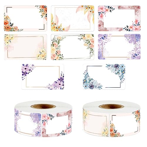 XQMMGO 2 Bände Aufkleber Mit Blumensiegel, Beschriften Blumen Aufkleber, Klebeetiketten Für Kühlschränken Geschenktüten Gewürzdosen Marmeladengläser Flaschen von XQMMGO