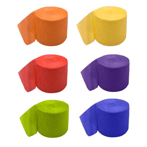 XQMMGO 6 Rollen Krepppapier, Regenbogenfarben, DIY Dekorationspapier, Buntes Krepppapier für Partys und Feiern, Geburtstagsdeko von XQMMGO