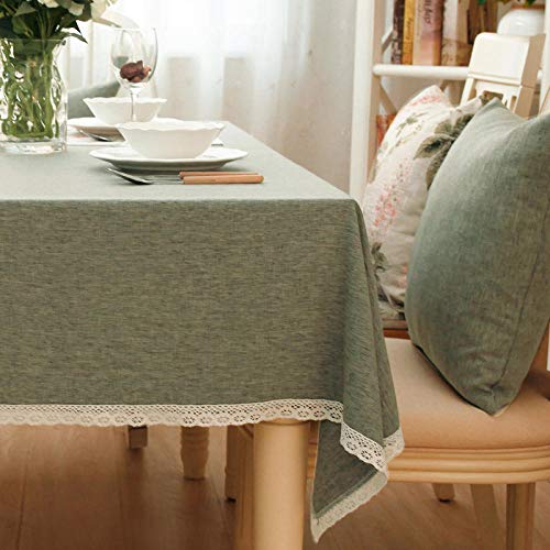 XQSSB Retro Tischdecke Rechteckige Tischwäsche Atmungsaktives Baumwollleinen Geeignet für Home Küche Dekoration Verschiedene Größen Graugrün A 140 × 190cm von XQSSB