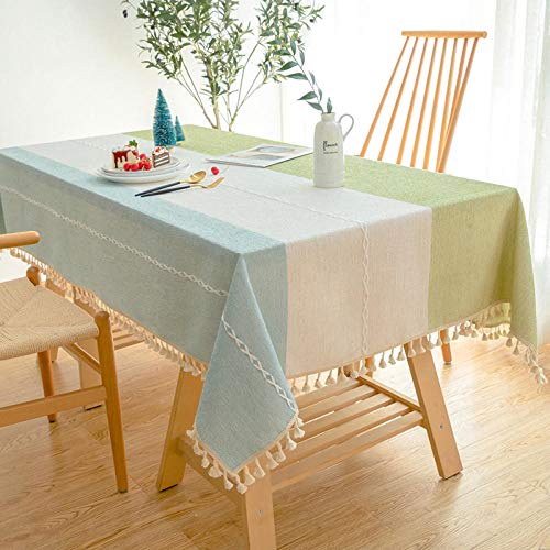 XQSSB Tischdecke Tisch Decke Tafeldecke Wear Resistant Breathable Edel Tisch Decke Abwaschbar und Bügelfrei Green Blue 140 × 260cm von XQSSB