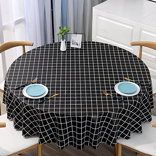 XQSSB Tischtuch Tischdecken Wasserabweisend Lotuseffekt Anti Heiß Abwaschbar Tischwäsche Eckig Schwarz 180cm Runder Durchmesser von XQSSB