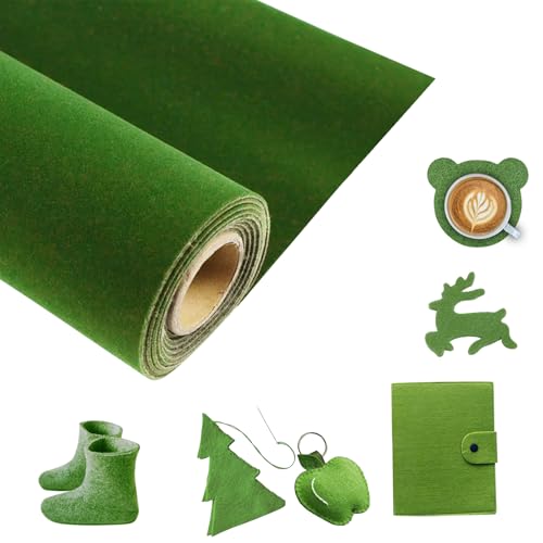 Filzrolle Filzstoff, Filz Meterware 50 cm×300 cm×3 mm, Polyester Filzrolle Filz Stoff für DIY Aufbewahrungstasche Patchwork Filzunterlage Taschenfilz Nähen Stickfilz (Grün, 50 cm×300 cm) von XQZMD