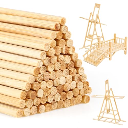 150 Stück Holzstäbchen Rund, 30 cm x 3 mm Rundholz Holzstab Holzstäbchen zum Basteln Rattanstäbchen Modellbau Handwerk Woodwork DIY Faschingsdeko Kindergeburtstag Hochzeit Geschenke von XREE